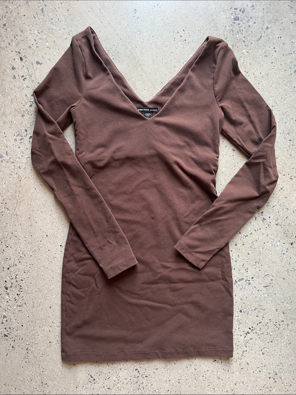 James Perse Brown V-Neck Bodycon Dress